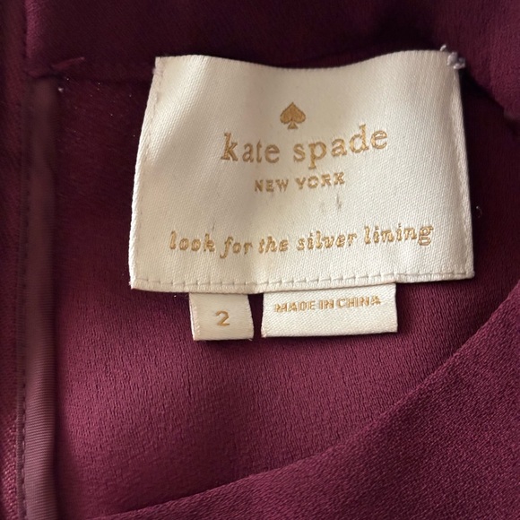 Kate Spade Burgundy Ruffle Mini Dress Size 2 - Picture 6 of 8